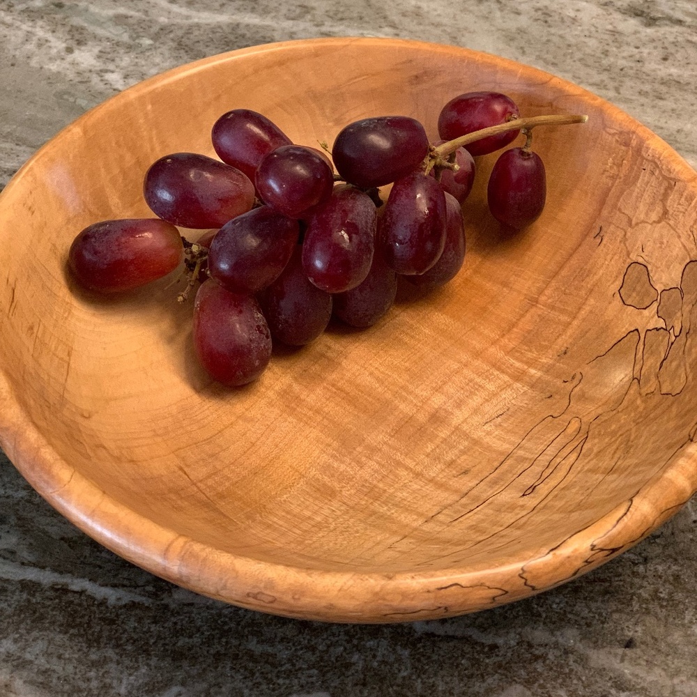 Beautiful Spalted Maple Carved Bowl. New!
